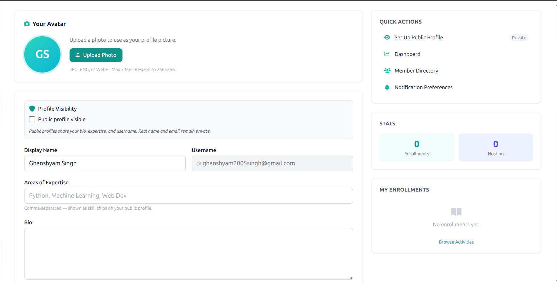 Placeholder for Learn profile or dashboard screenshot